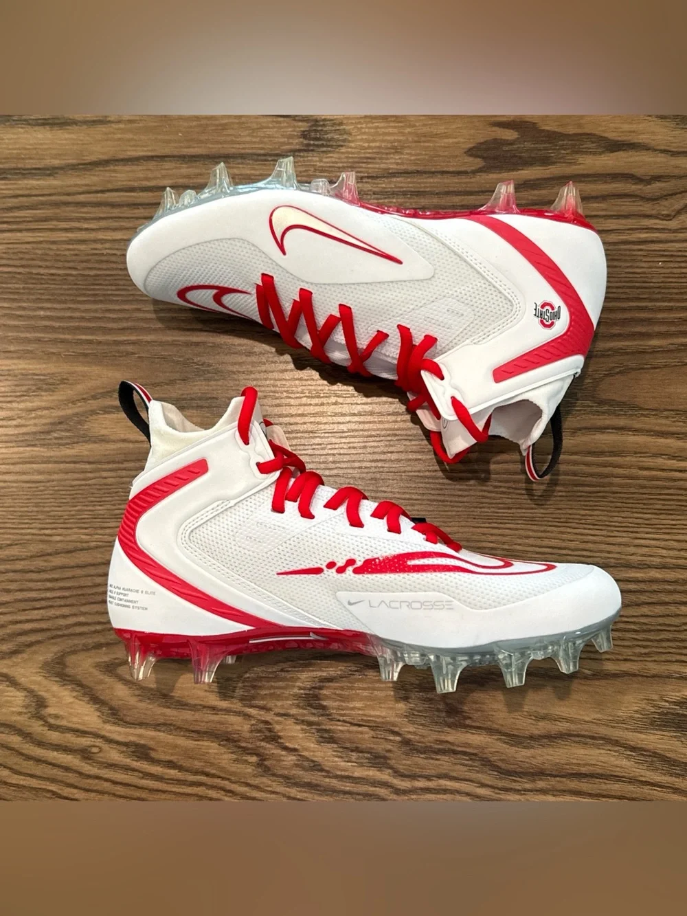 Men’s Size 7 Nike Ohio State Alpha Huarache 8 Elite Lacrosse Cleats White NEW